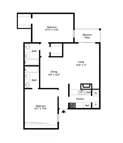 Floor Plan B1 at Davenport Apartments in Dallas, TX
